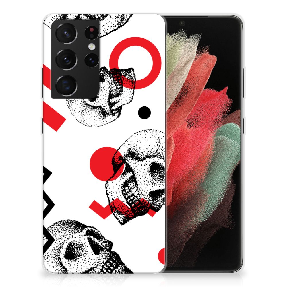 Silicone Back Case Samsung Galaxy S21 Ultra Skull Red B2C Telecom