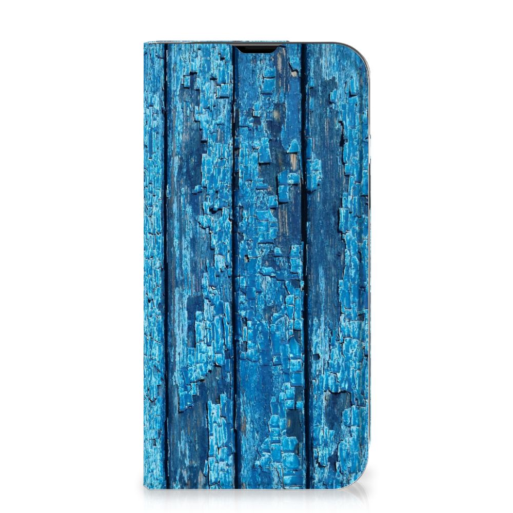 iPhone 14 Book Wallet Case Wood Blue - B2C Telecom