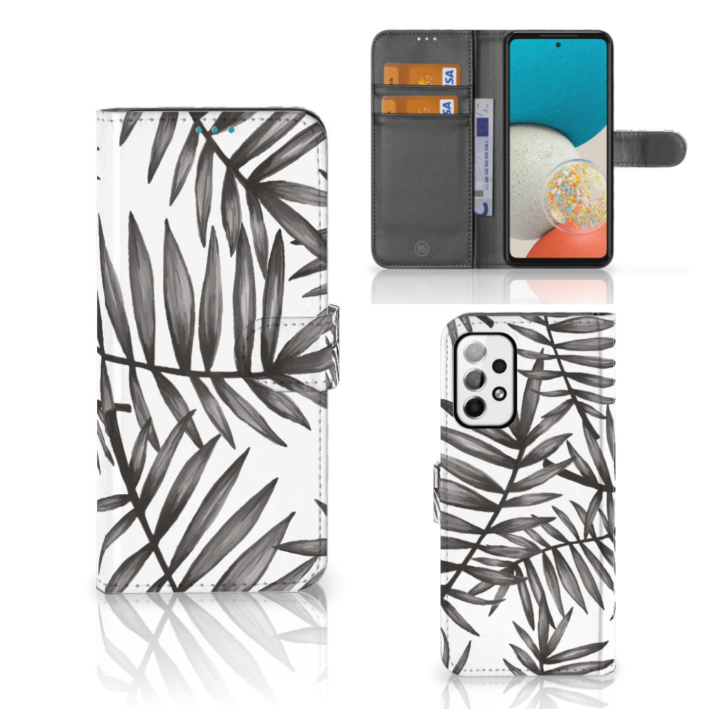 Samsung Galaxy A73 5G Hoesje Leaves Grey