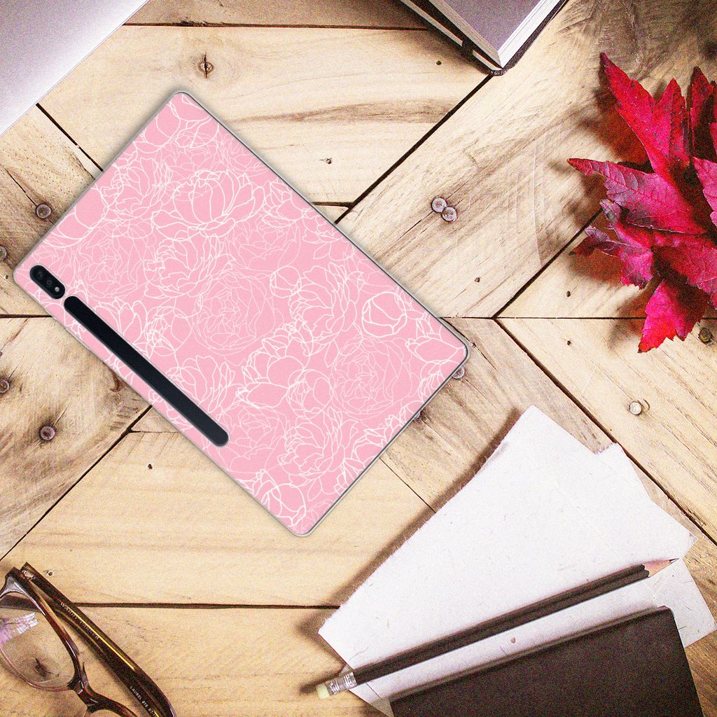 Samsung Galaxy Tab S7 Plus | S8 Plus Siliconen Hoesje White Flowers - B2C Telecom