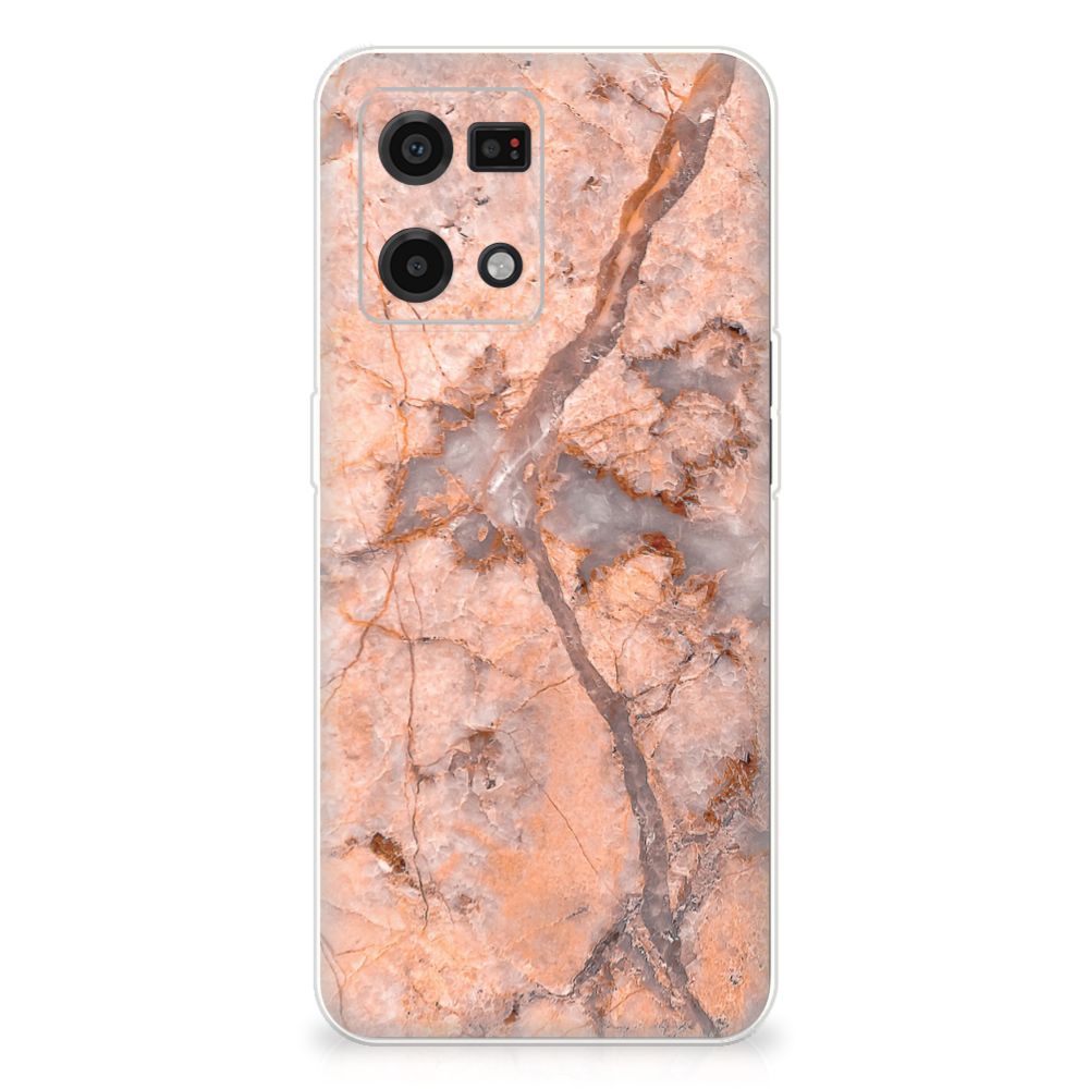 OPPO Reno7 4G TPU Siliconen Hoesje Marmer Oranje