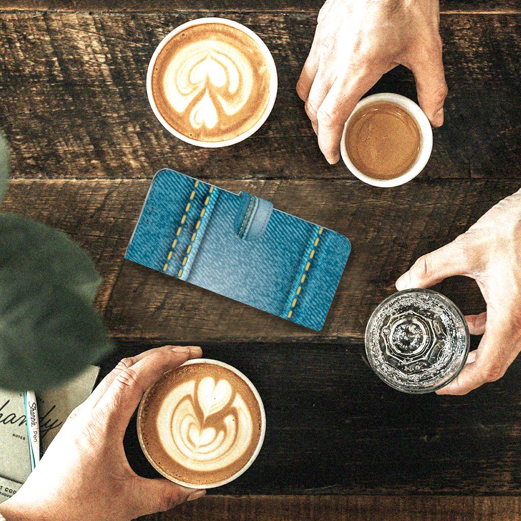 Motorola One Action Wallet Case met Pasjes Jeans
