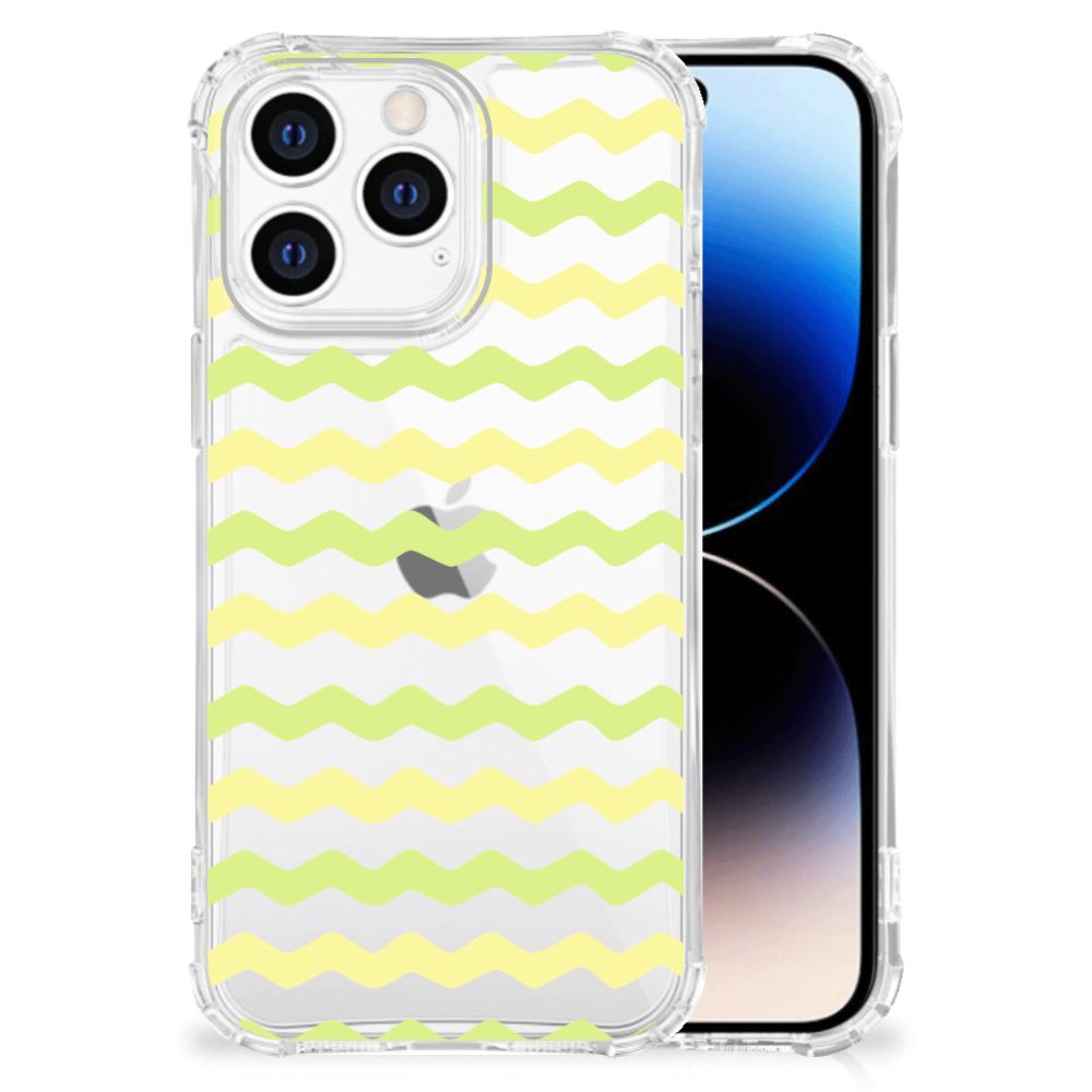 iPhone 14 Pro Doorzichtige Silicone Hoesje Waves Yellow B2C Telecom