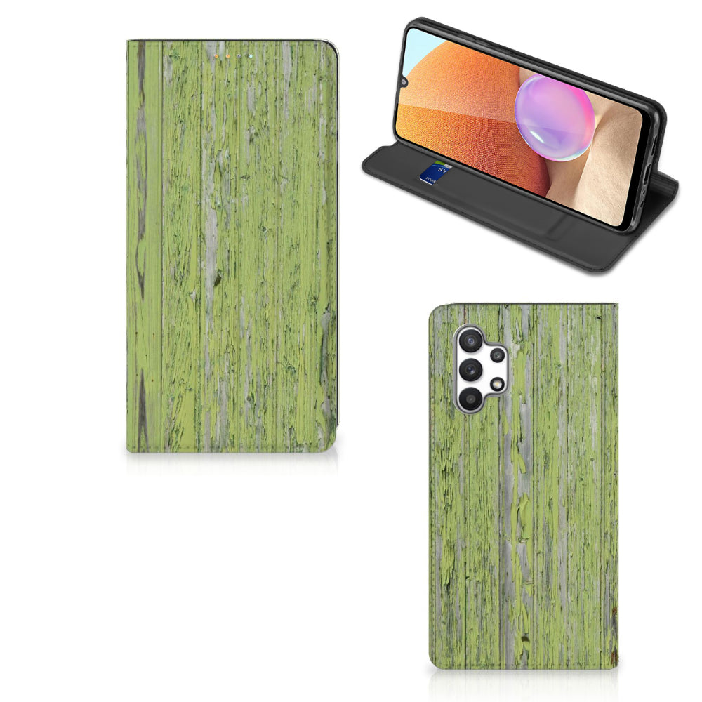 Samsung Galaxy A32 4G | A32 5G Enterprise Editie Book Wallet Case Green Wood