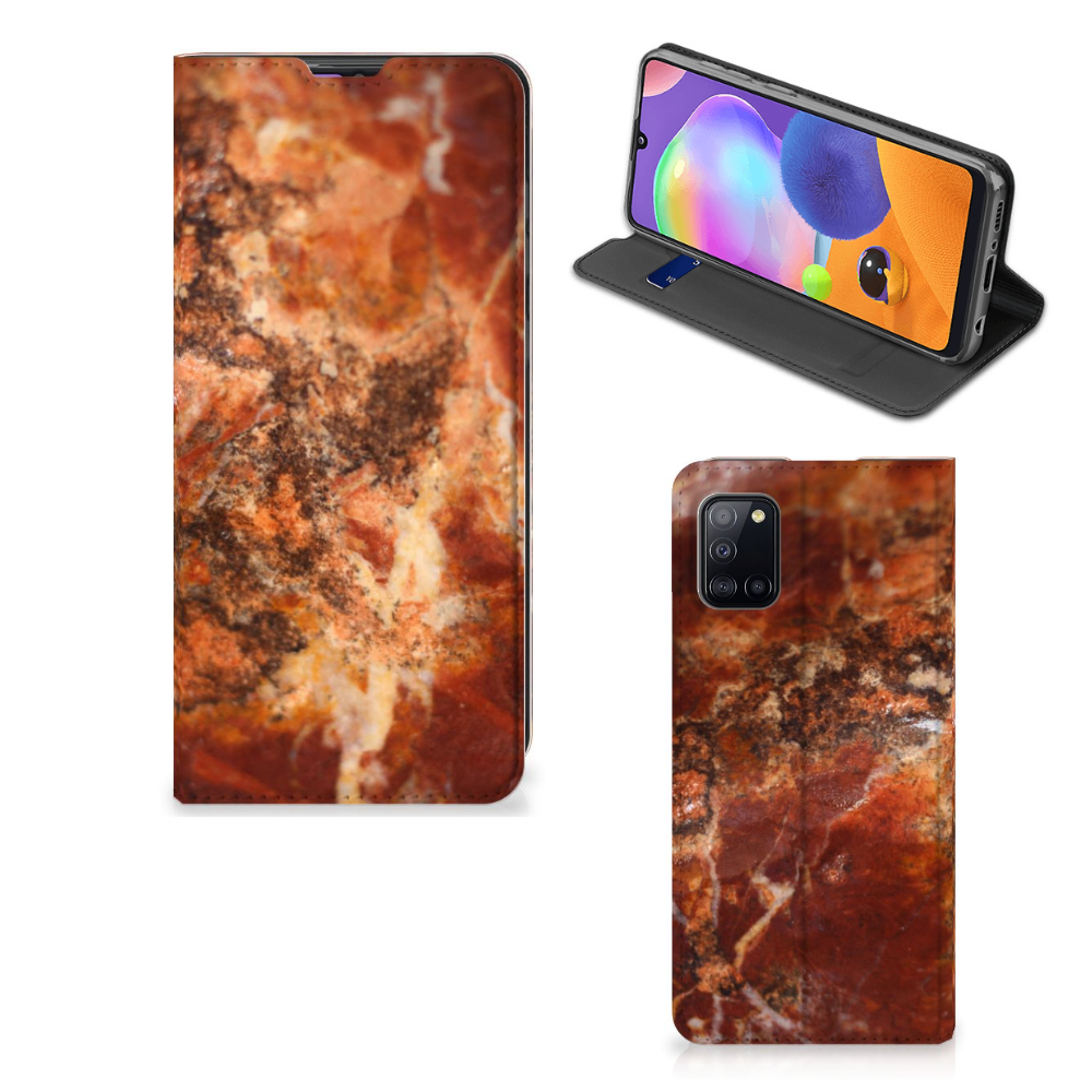 Samsung Galaxy A31 Standcase Marmer Bruin - B2C Telecom