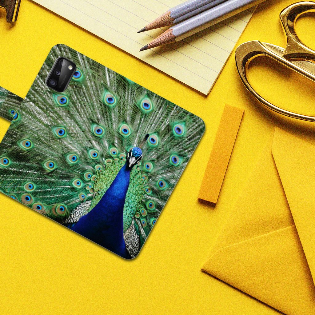 Samsung Galaxy A41 Telefoonhoesje met Pasjes Pauw