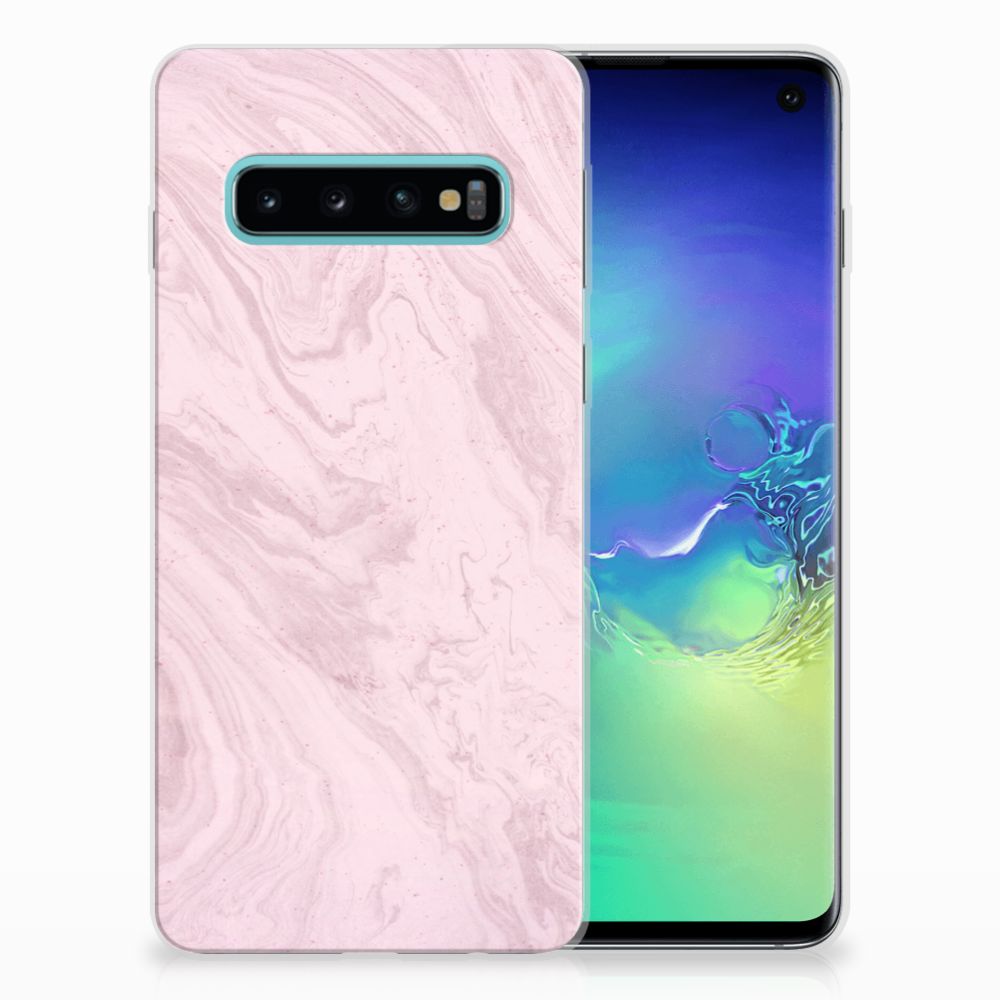 Samsung Galaxy S10 TPU Siliconen Hoesje Marble Pink - Origineel Cadeau Vriendin