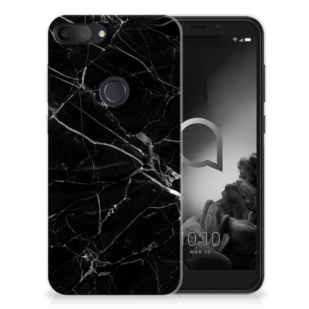 Alcatel 1S (2019) TPU Siliconen Hoesje Marmer Zwart - Origineel Cadeau Vader
