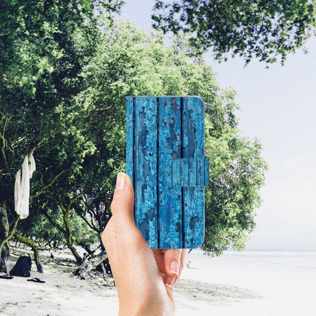 Microsoft Lumia 650 Book Style Case Wood Blue