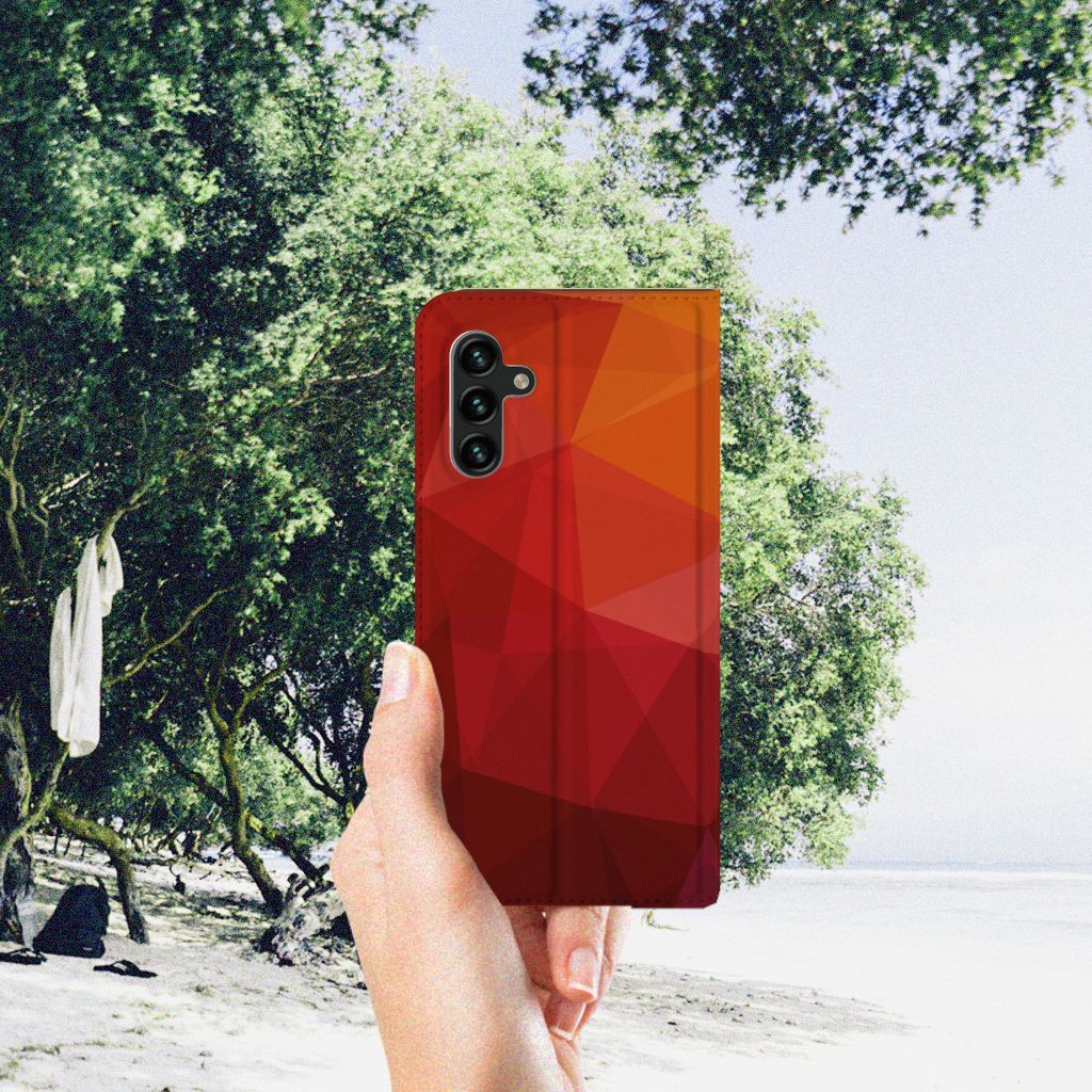 Stand Case voor Samsung Galaxy A13 (5G) | Samsung Galaxy A04s Polygon Red - B2C Telecom