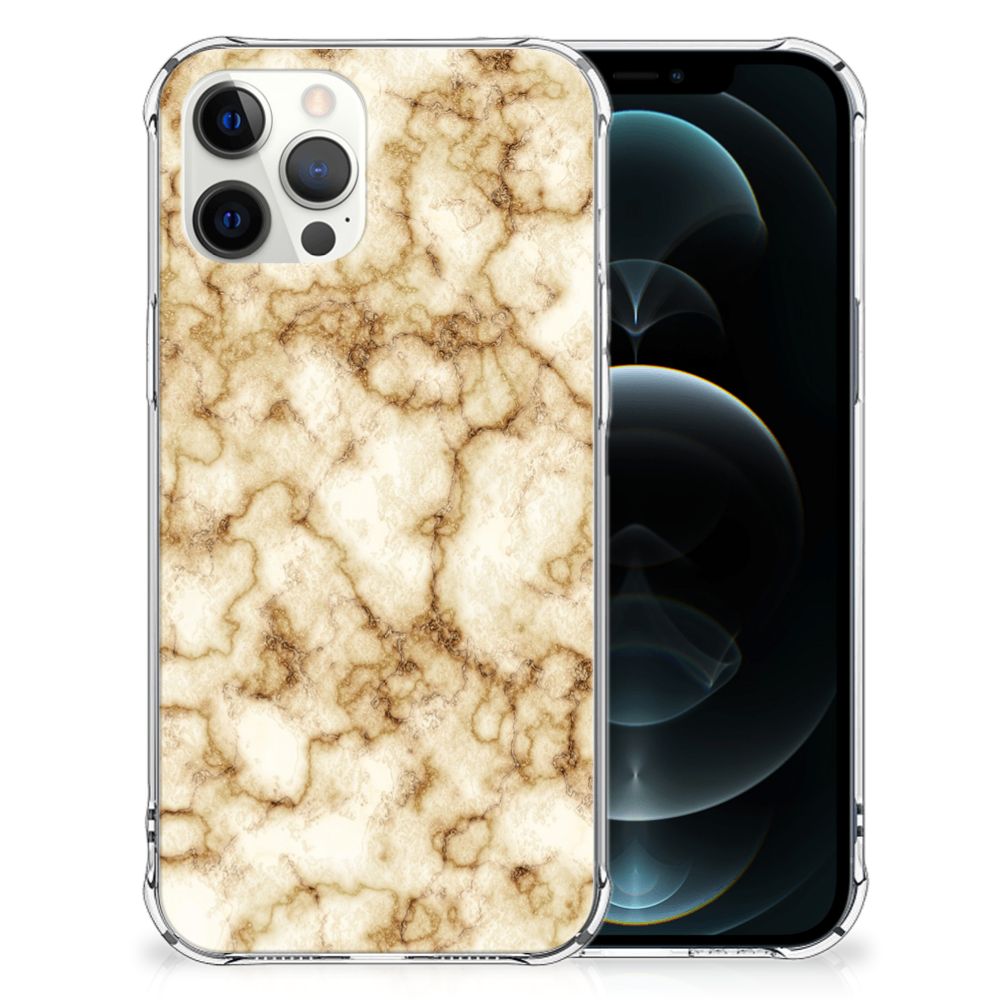 iPhone 12 Pro Max Anti-Shock Hoesje Marmer Goud B2C Telecom