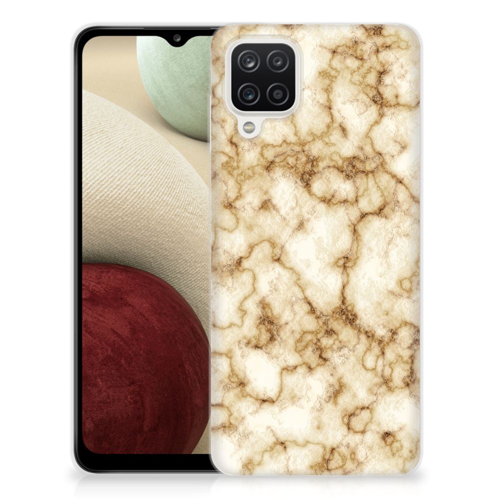 Samsung Galaxy A12 TPU Siliconen Hoesje Marmer Goud B2C Telecom