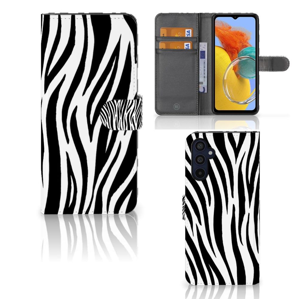 Samsung Galaxy M14 Telefoonhoesje met Pasjes Zebra