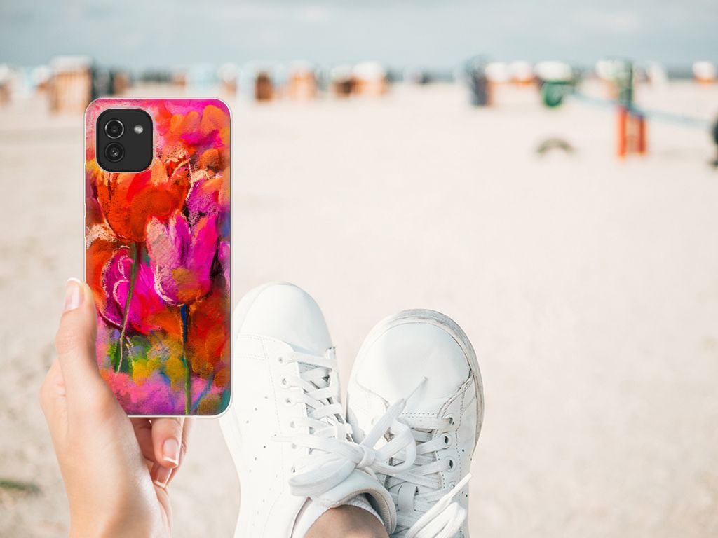 Hoesje maken Samsung Galaxy A03 Tulips B2C Telecom