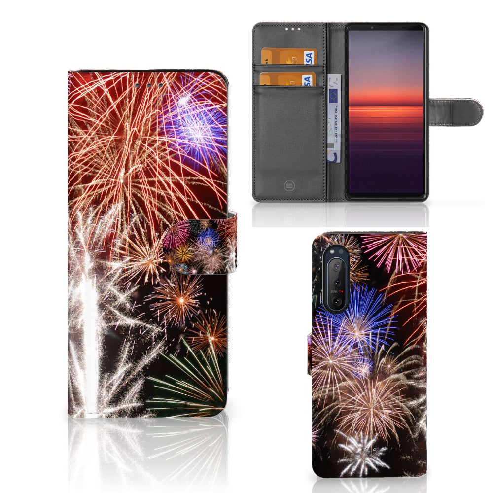 Sony Xperia 5II Wallet Case met Pasjes Vuurwerk
