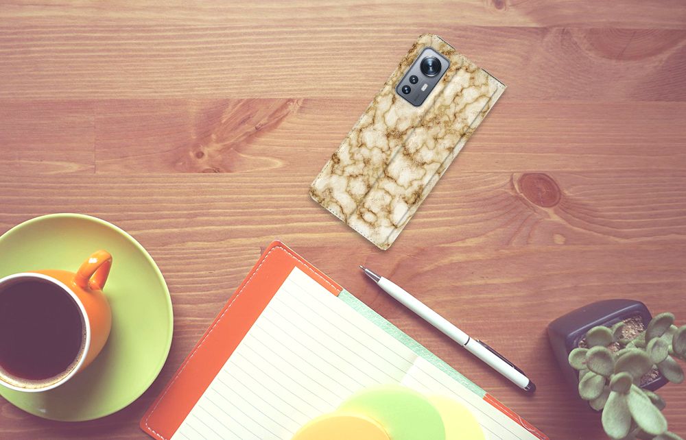 Xiaomi 12 | 12X Standcase Marmer Goud - B2C Telecom