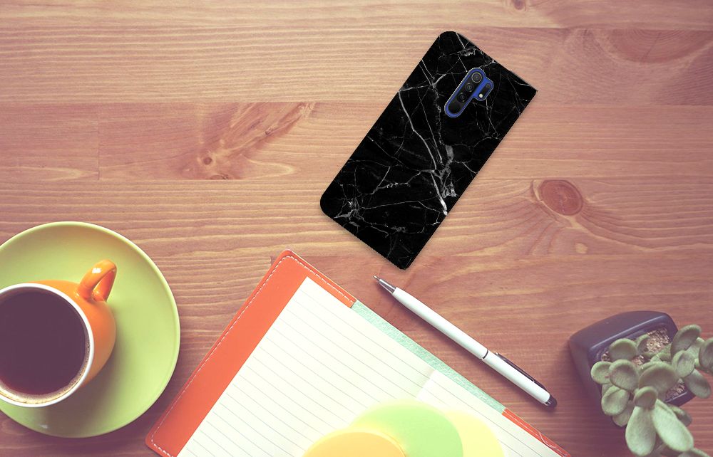 Xiaomi Redmi 9 Standcase Marmer Zwart - Origineel Cadeau Vader - B2C Telecom