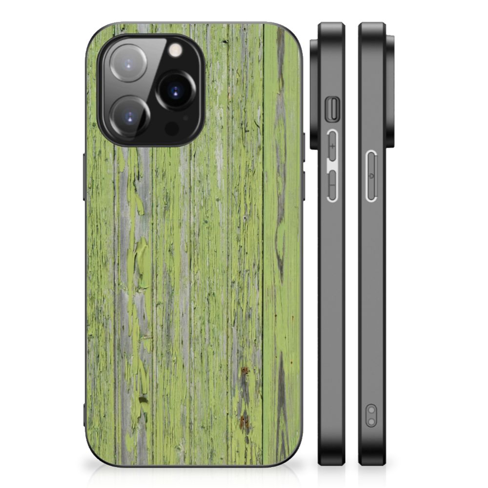 iPhone 14 Pro Max Houten Print Telefoonhoesje Green Wood