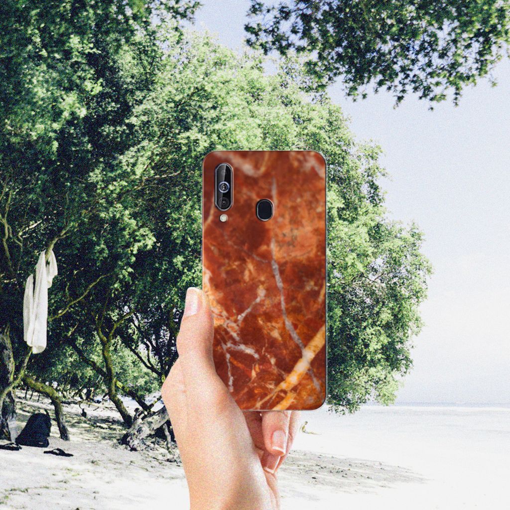 Samsung Galaxy A60 TPU Siliconen Hoesje Marmer Bruin