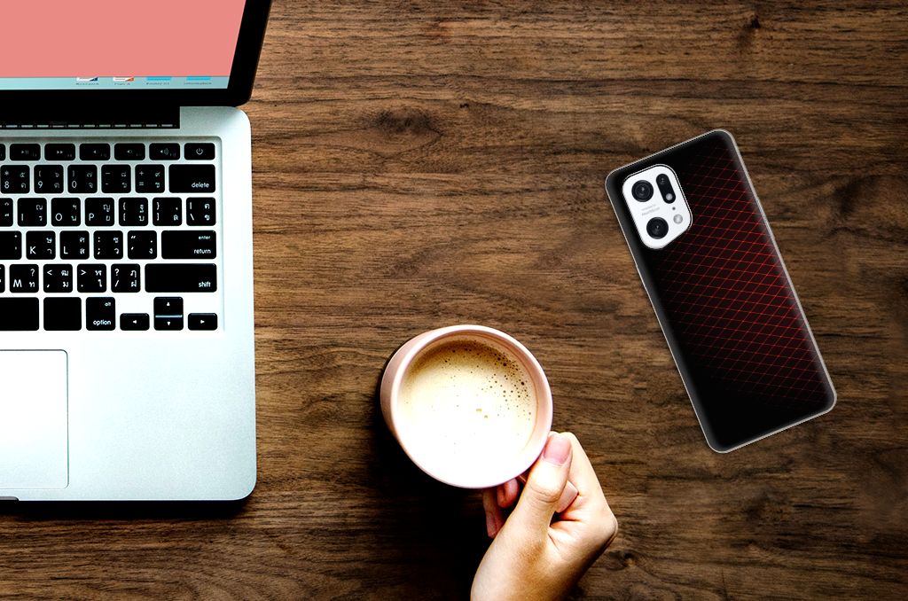 OPPO Find X5 Pro TPU bumper Geruit Rood B2C Telecom
