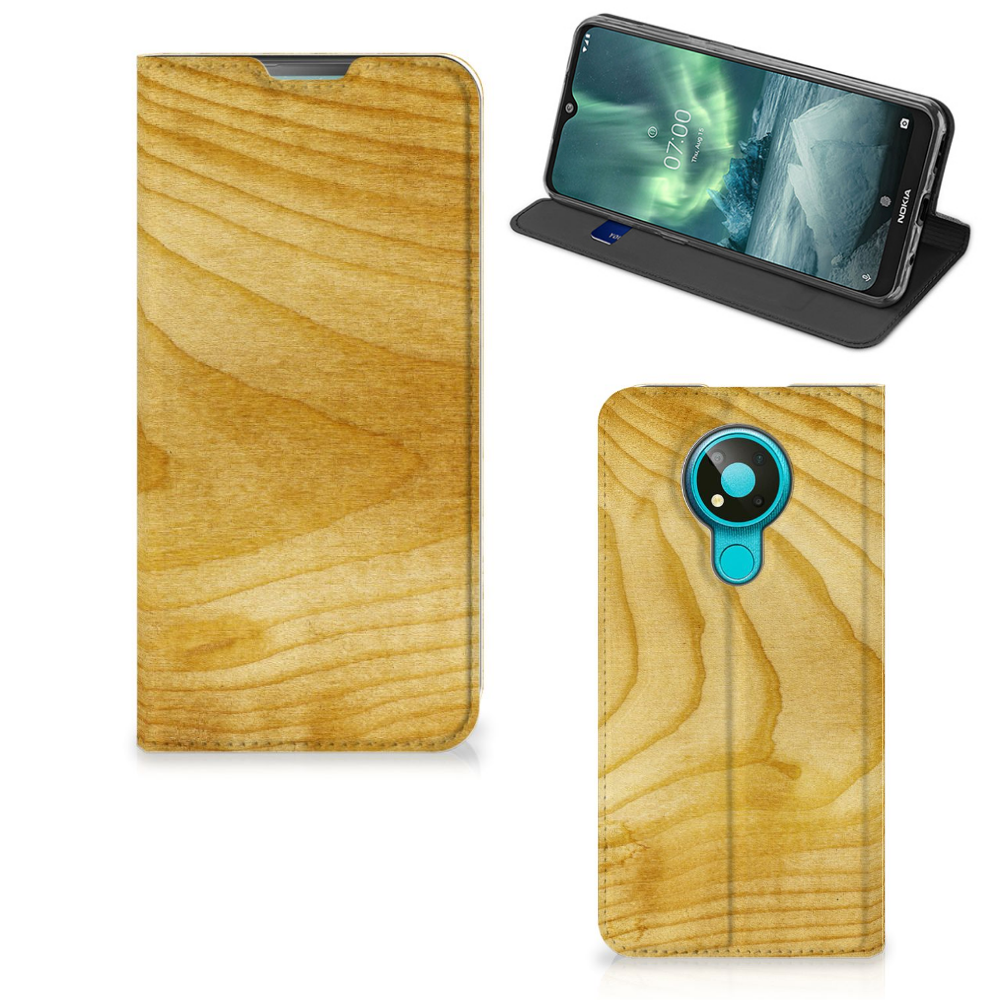 Nokia 3.4 Book Wallet Case Licht Hout - B2C Telecom