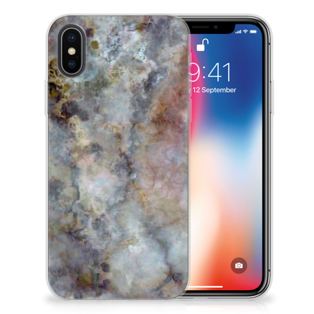 Apple iPhone X | Xs TPU Siliconen Hoesje Marmer Grijs