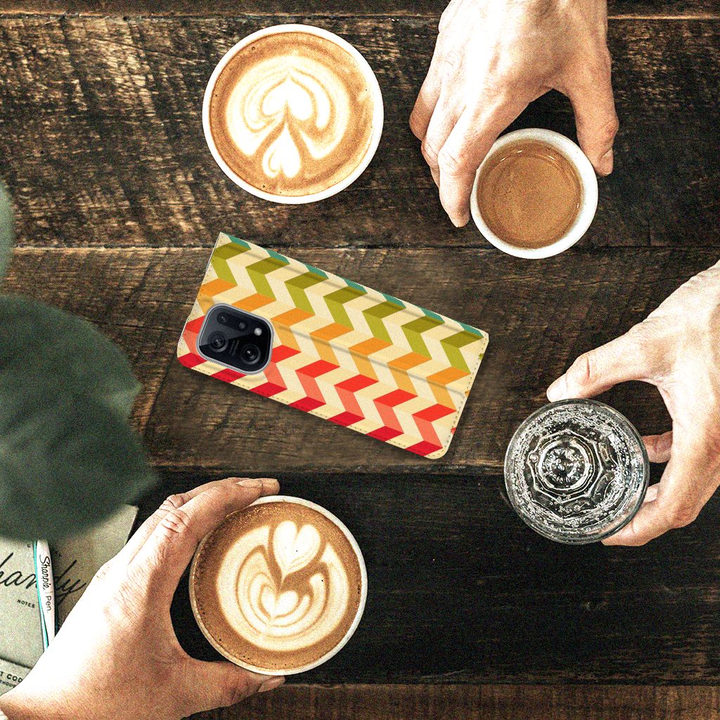 OPPO Find X5 Hoesje met Magneet Zigzag Multi Color - B2C Telecom