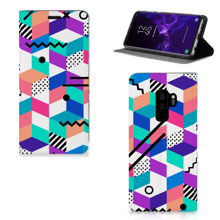 Samsung Galaxy S9 Plus Stand Case Blokken Kleurrijk