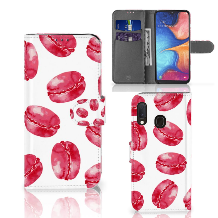 Samsung Galaxy A20e Book Cover Pink Macarons