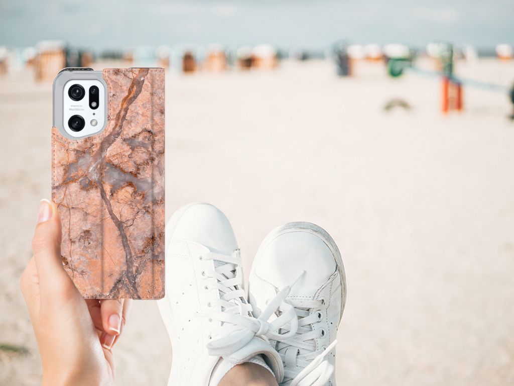 OPPO Find X5 Pro Standcase Marmer Oranje - B2C Telecom