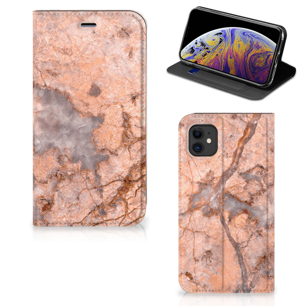 Apple iPhone 11 Standcase Marmer Oranje