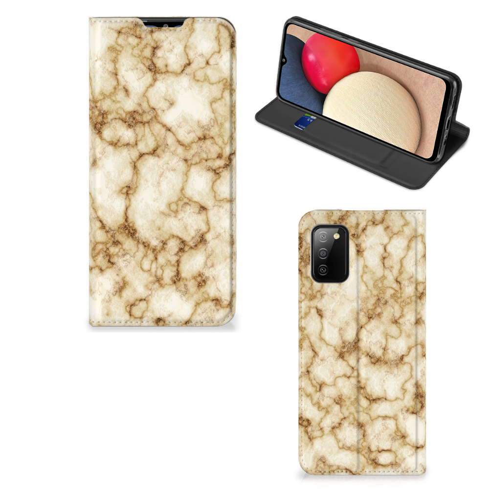 Samsung Galaxy M02s | A02s Standcase Marmer Goud - B2C Telecom