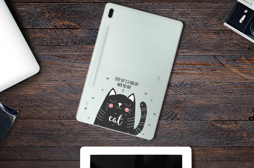 Samsung Galaxy Tab S7FE Tablet Back Cover Cat Good Day - B2C Telecom