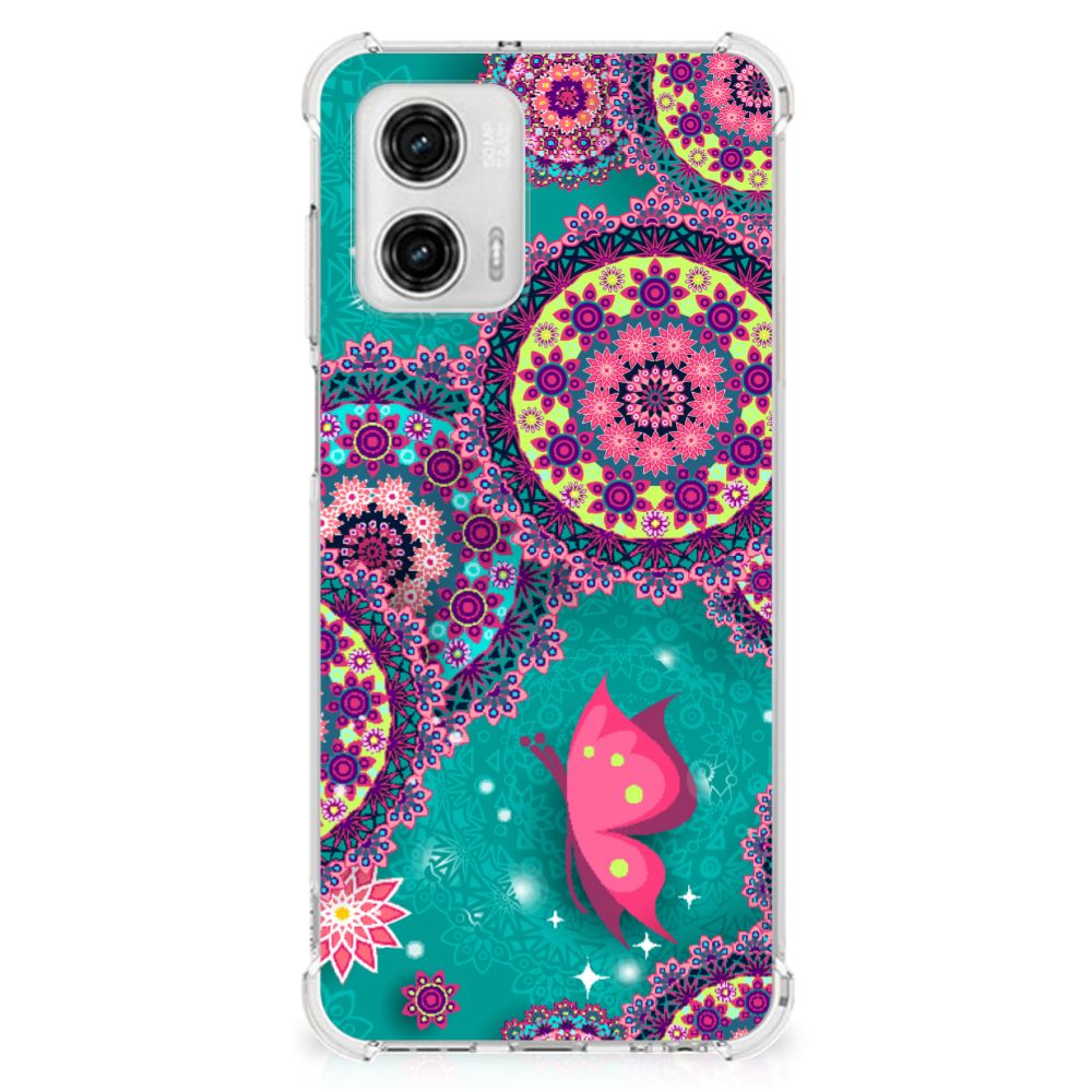 Motorola Moto G73 Back Cover Cirkels en Vlinders