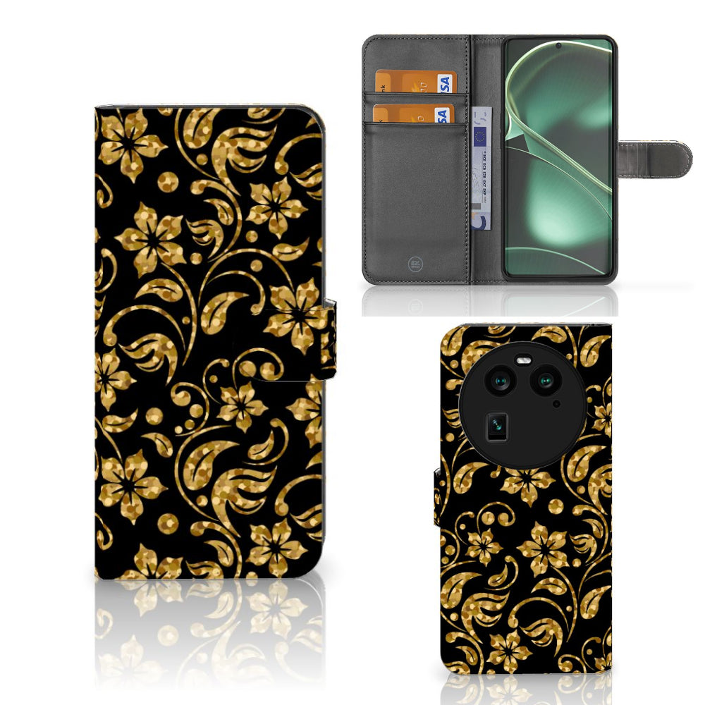 OPPO Find X6 Hoesje Gouden Bloemen