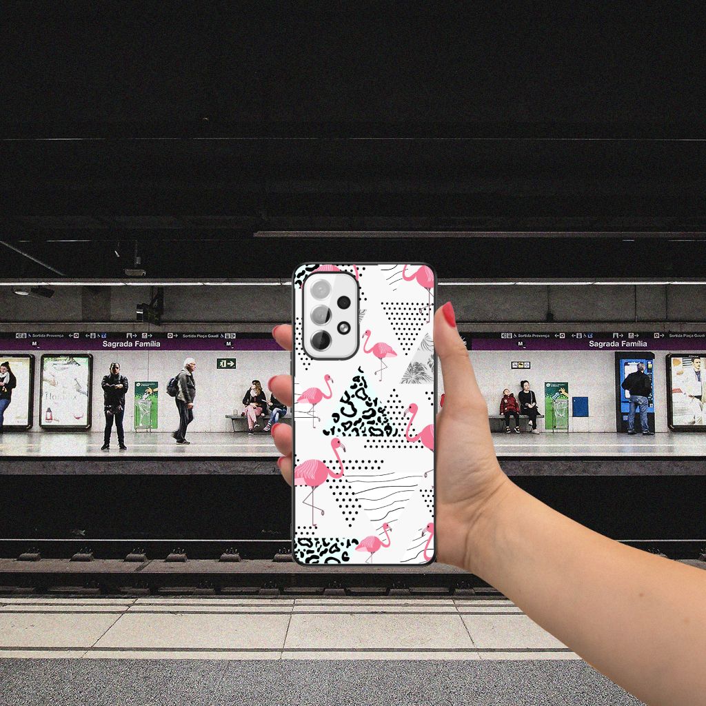 Samsung Galaxy A53 Dierenprint Telefoonhoesje Flamingo Triangle B2C Telecom
