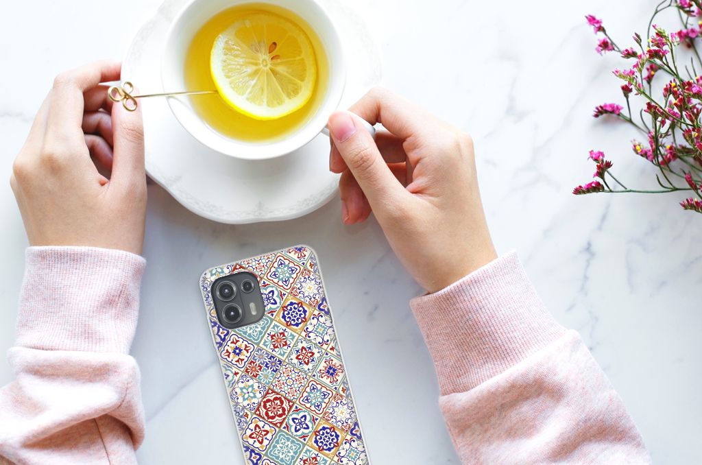Motorola Edge 20 Lite TPU Siliconen Hoesje Tiles Color B2C Telecom