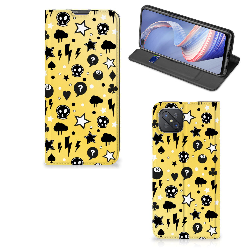Mobiel BookCase OPPO Reno4 Z 5G Punk Geel