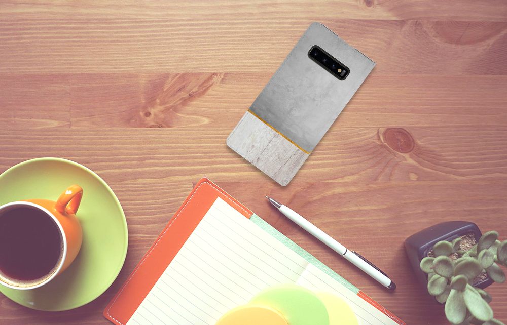 Samsung Galaxy S10 Plus Book Wallet Case Wood Concrete