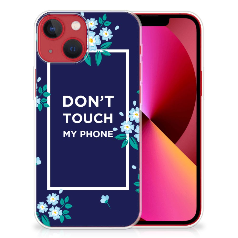 Apple iPhone 13 Silicone-hoesje Flowers Blue DTMP B2C Telecom