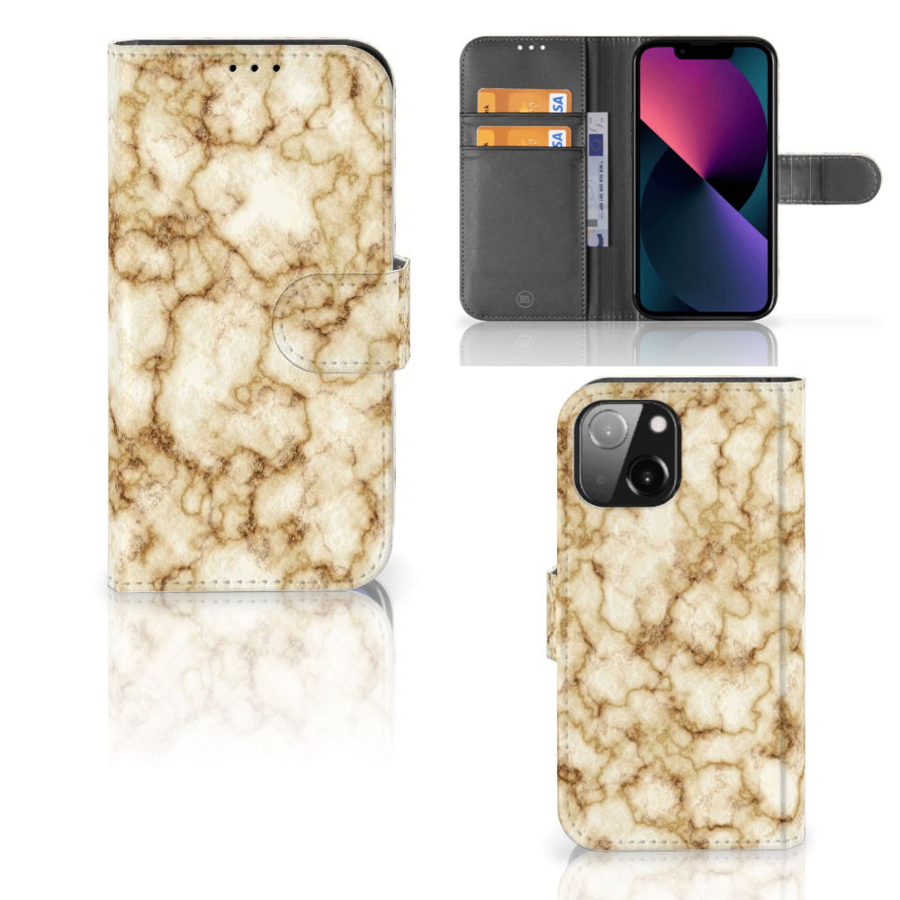 iPhone 13 Mini Bookcase Marmer Goud