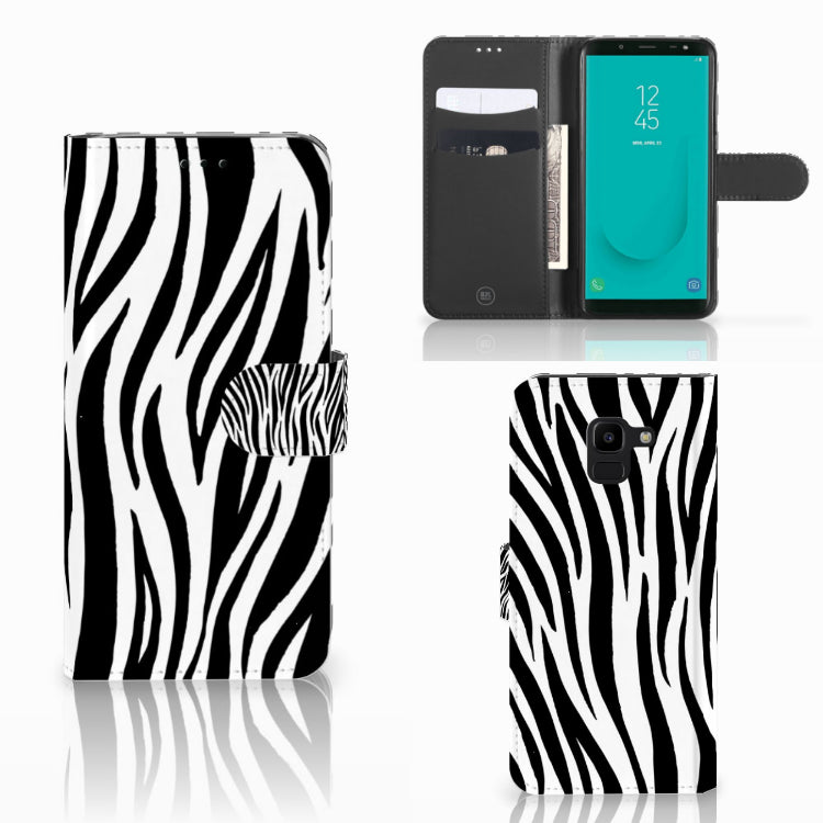 Samsung Galaxy J6 2018 Telefoonhoesje met Pasjes Zebra