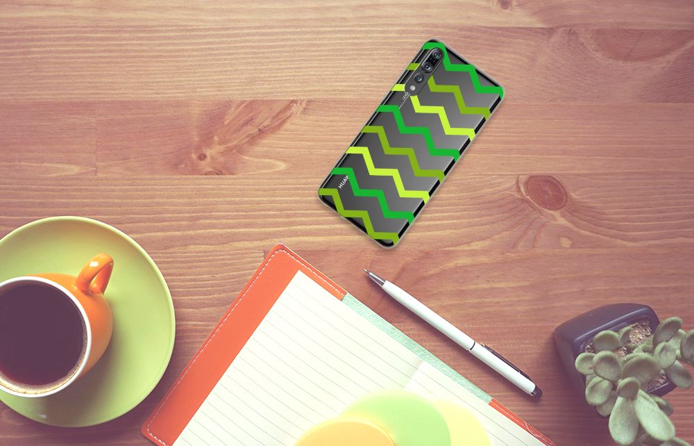 Huawei P20 Pro TPU bumper Zigzag Groen