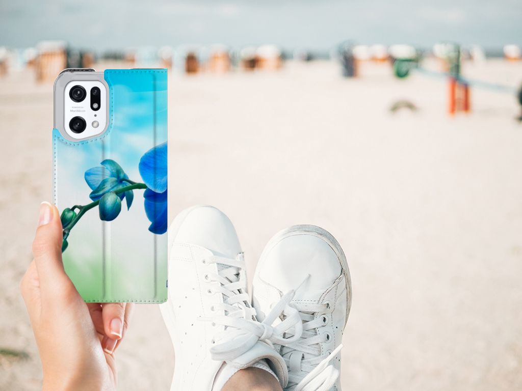OPPO Find X5 Pro Smart Cover Orchidee Blauw - Cadeau voor je Moeder - B2C Telecom