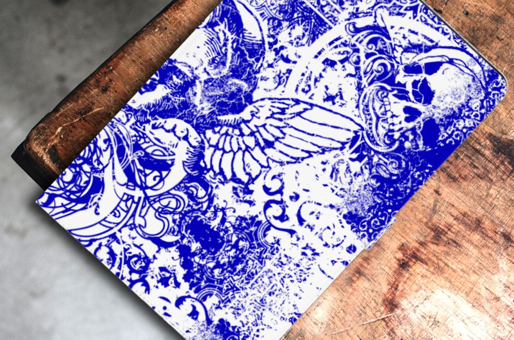 Tablettasje Samsung Galaxy Tab S7 FE | S7+ | S8+ Angel Skull Blauw