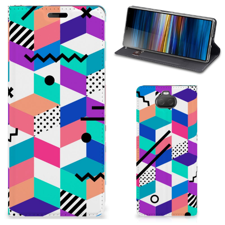 Sony Xperia 10 Stand Case Blokken Kleurrijk