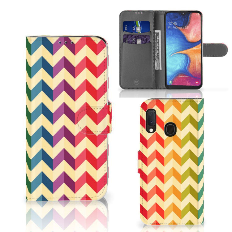 Samsung Galaxy A20e Telefoon Hoesje Zigzag Multi Color