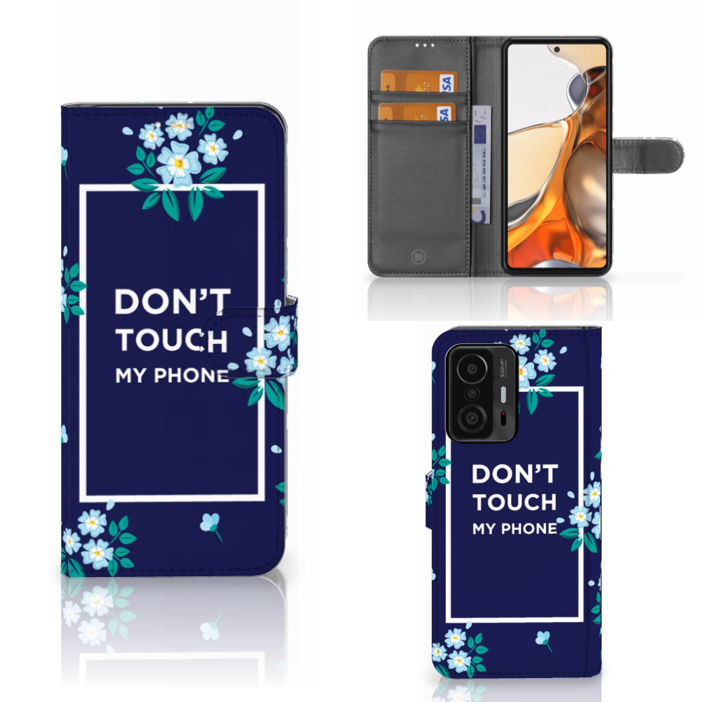Xiaomi 11T | 11T Pro Portemonnee Hoesje Flowers Blue DTMP