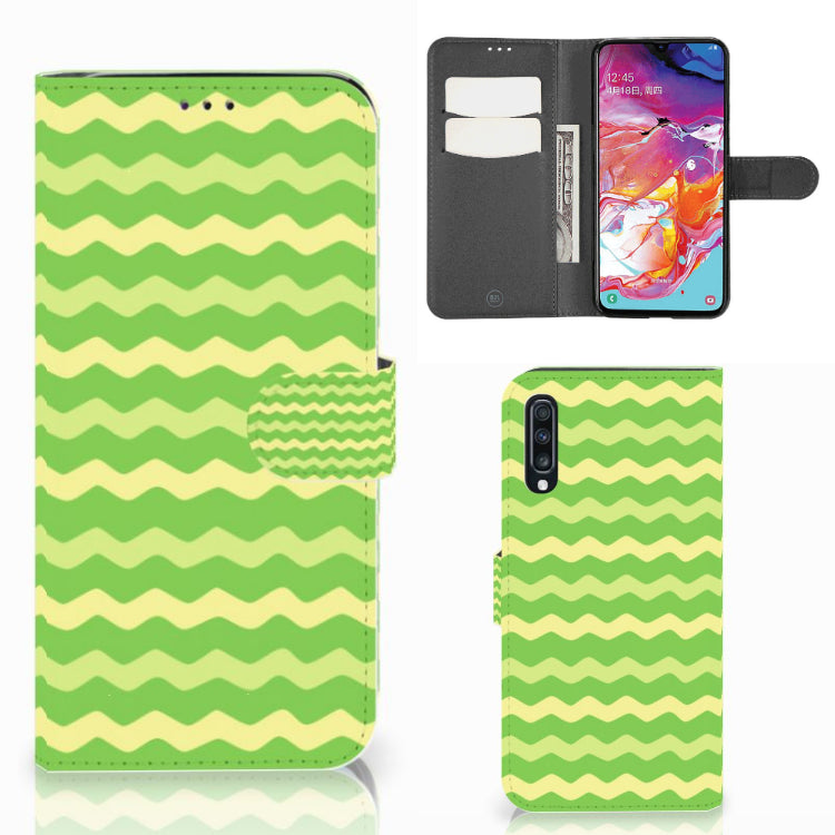 Samsung Galaxy A70 Telefoon Hoesje Waves Green