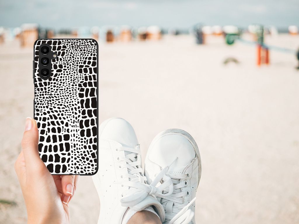 Samsung Galaxy A14 5G Dierenprint Telefoonhoesje Slangenprint met slangenprint op het strand.